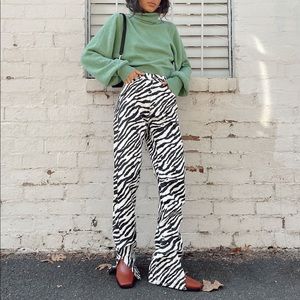 Princess Polly/Lioness zebra print split hem jeans.